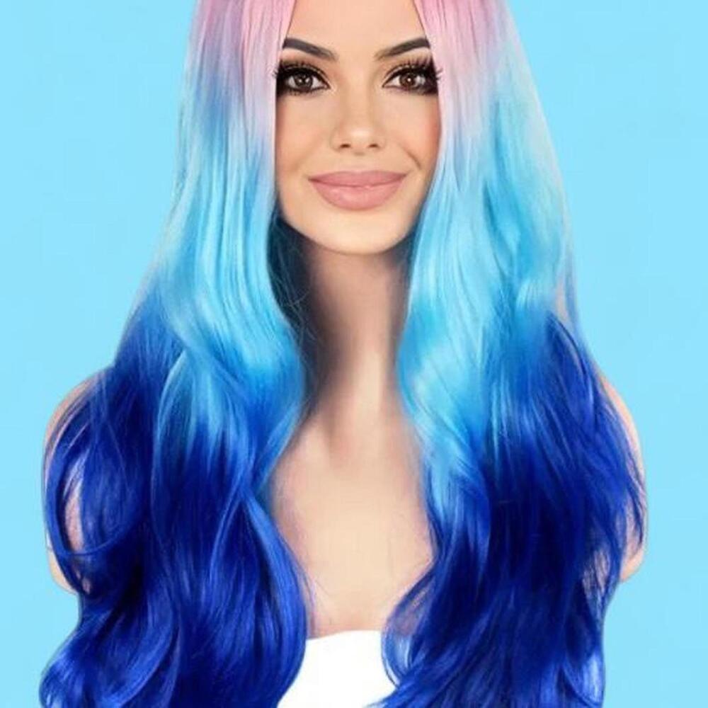 Blue and pink mermaid wig with a touch of whimsy #festivalvibes #mermaidhair